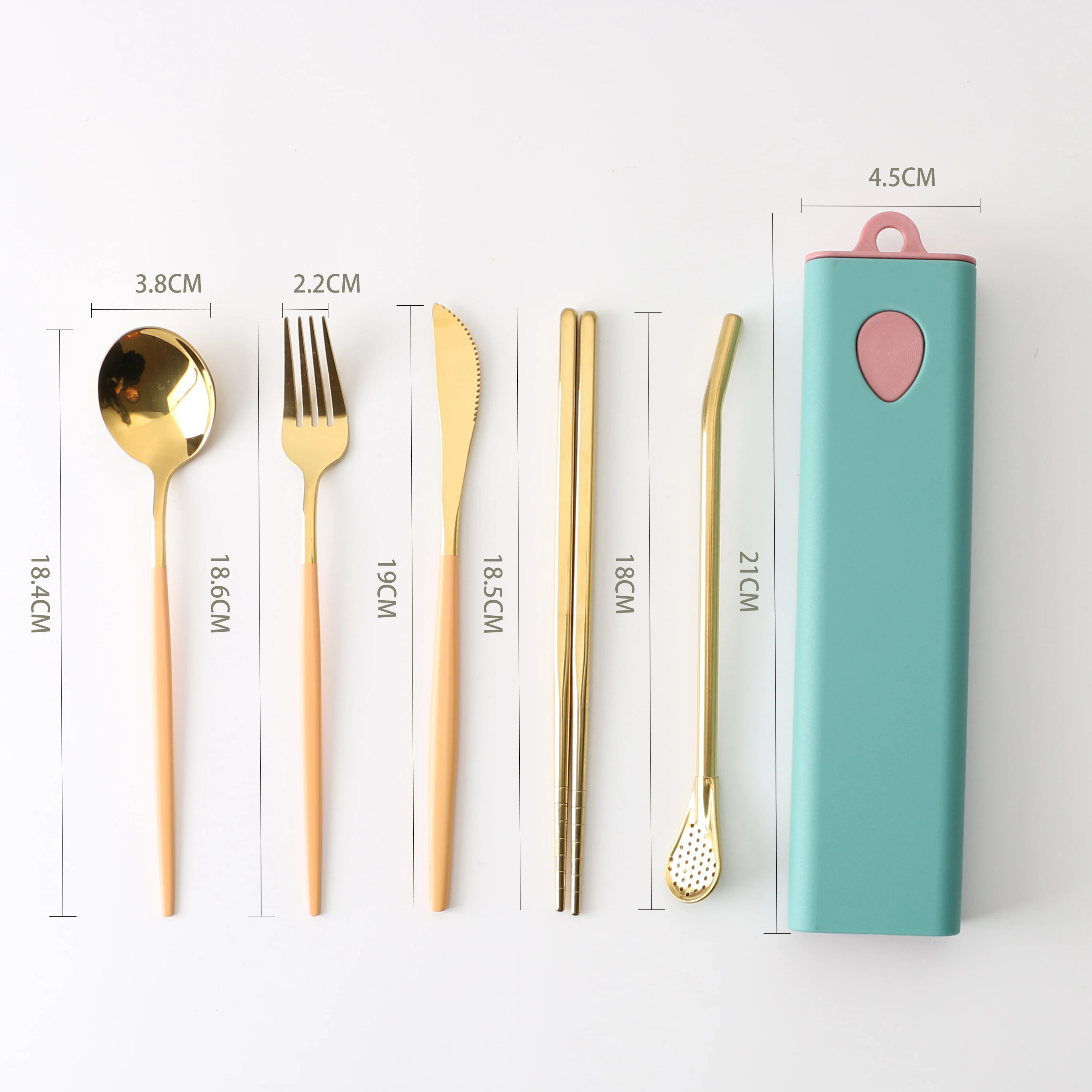 Hot Sale  Stainless Steel Cutlery Set Stainless Steel Portable Travel Camping Cutlery Fork Spoon Chopsticks Set