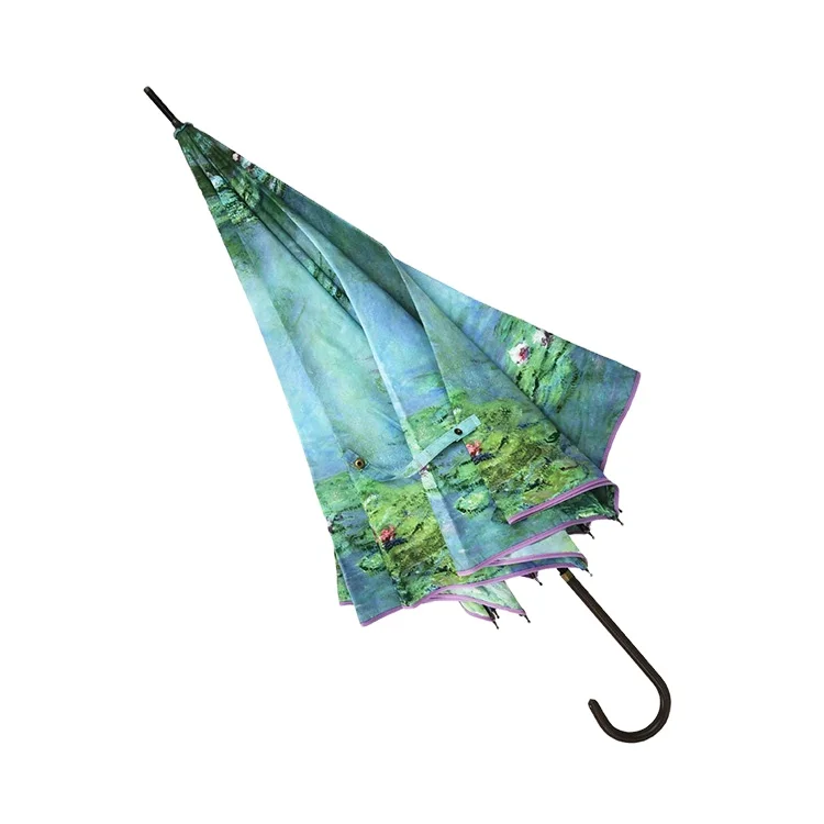 High Density Panel Material Customise Digital Print 22 Inch Luxury Straight rain Umbrella With J Shape Handle custom logo