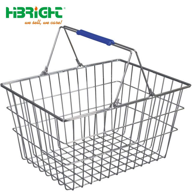 cosmetic shop toy store Chrome Steel Wire Mesh oval Round Shopping Basket with Plastic Tray