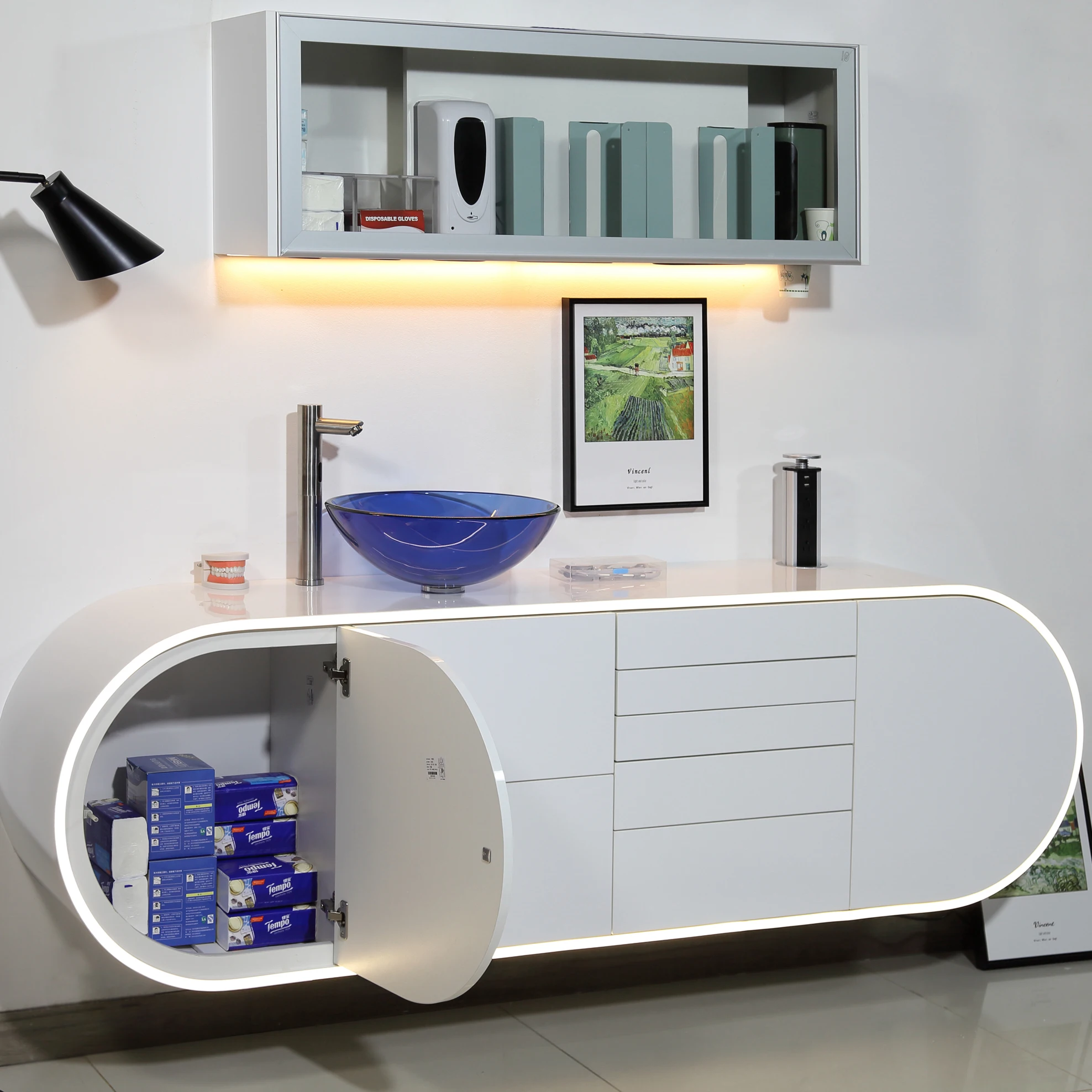 Customizable Free design modern dental clinic cabinet with drawers dental side cabinet island