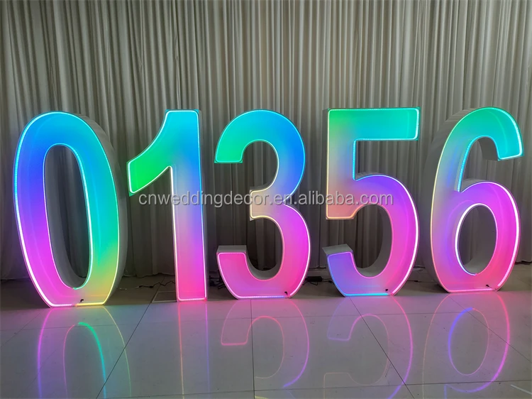 RGB Color Metal Letters Marquee Numbers Light Up Numbers For Wedding Party Decoration