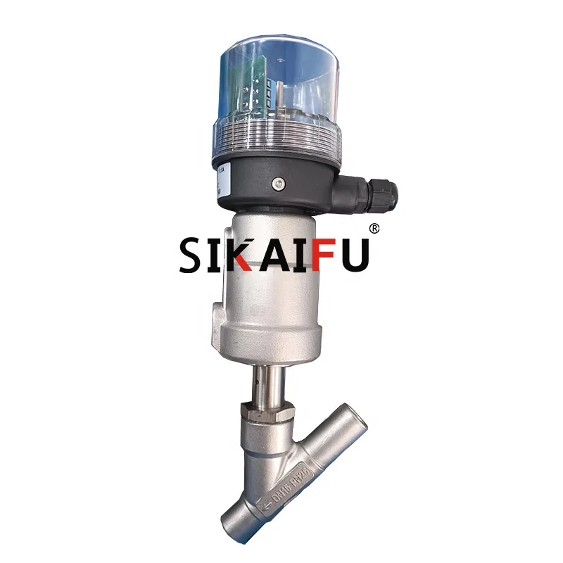 DN32 stainless steel 304 threaded connection pneumatic angle seat valve with limit switch 24V