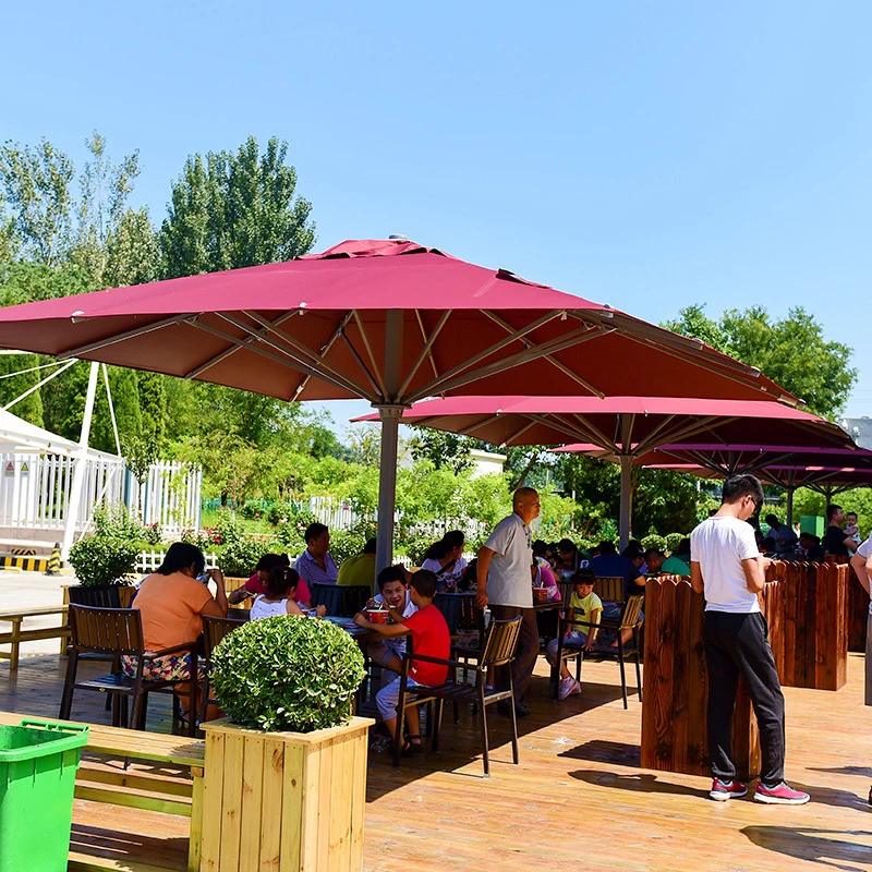 Wholesale Commercial Big Size Heavy Duty Large 4*4M Aluminum Garden Outdoor Umbrella Restaurant Parasol  Patio Umbrella