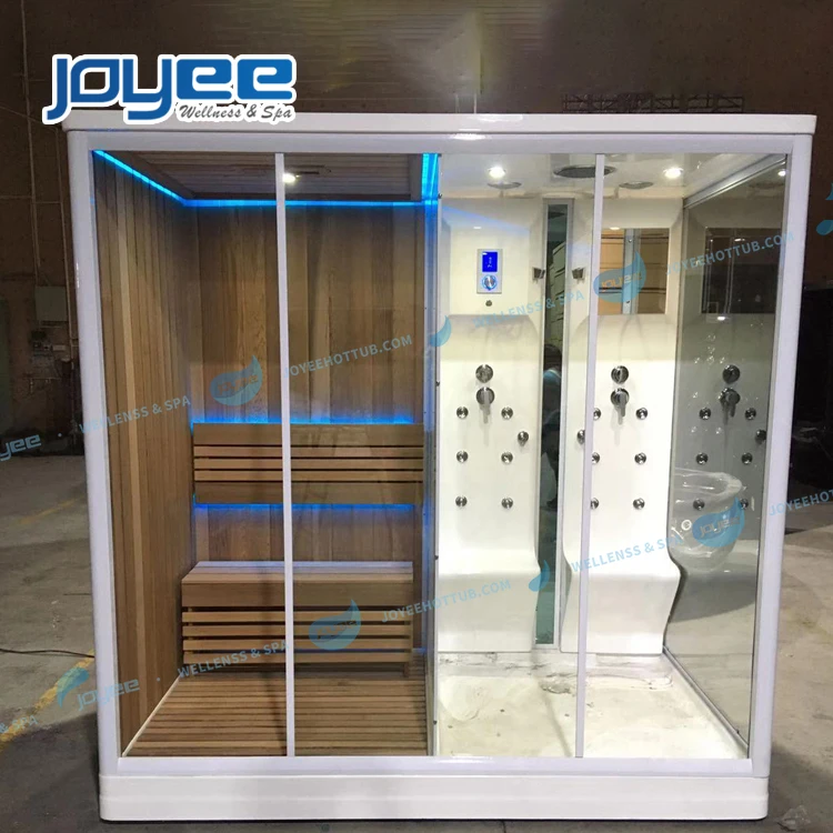  JOYEE 2 двухместные сиденья со стеклянной дверью Новый влажного пара сухая сауна комната душевой кабиной с баня кабина душевым спа