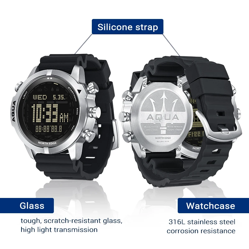 North Edge Aqua Quartz Watches 2021 Hot Smart Water Resistant Sports Watch Fashion Waterproof Dive Watch