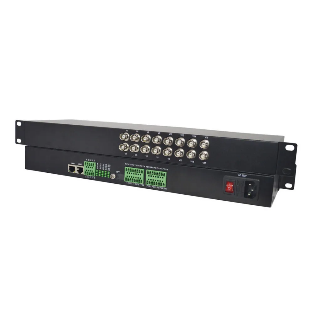 Multi-Service 16 Channel CCTV Analog Video to Digital Optical Fiber Converter