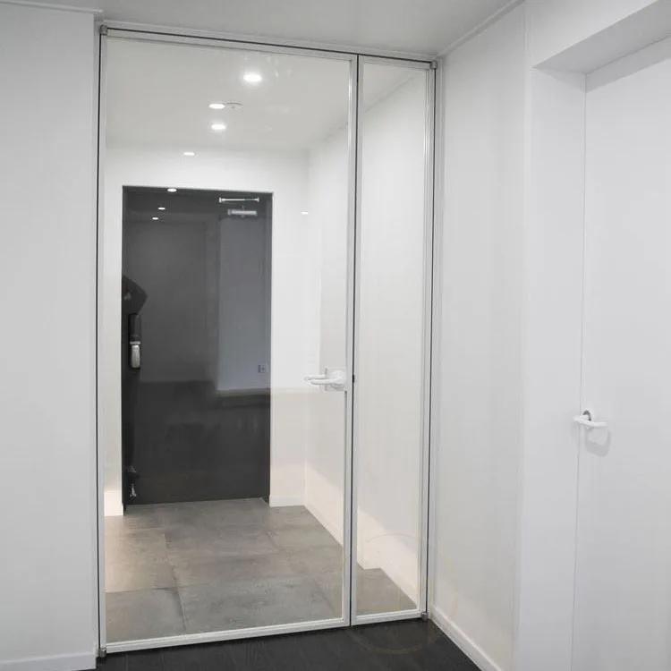 Simple Bathroom Partition Door Kitchen Room Entrance Door Aluminum Tempered Glass Office Door Design