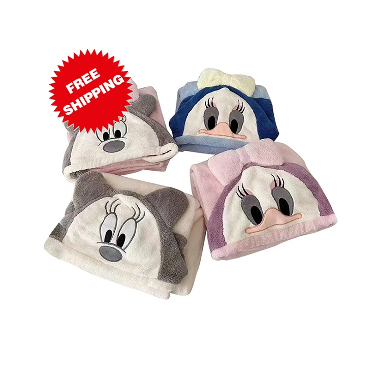 Lovely Coral Fleece Kids Towel With Cloak Portable Quick