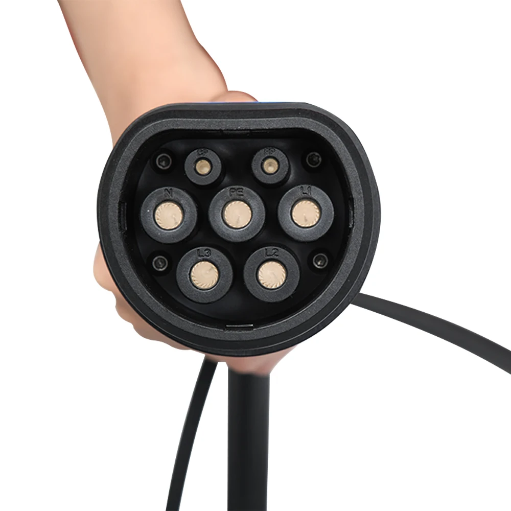 fisher IEC62196 Type 2 32A 22KW 3phase adjustable current EV Charging Station LCD Display Mode 2 Portable EV Charger with CE TUV