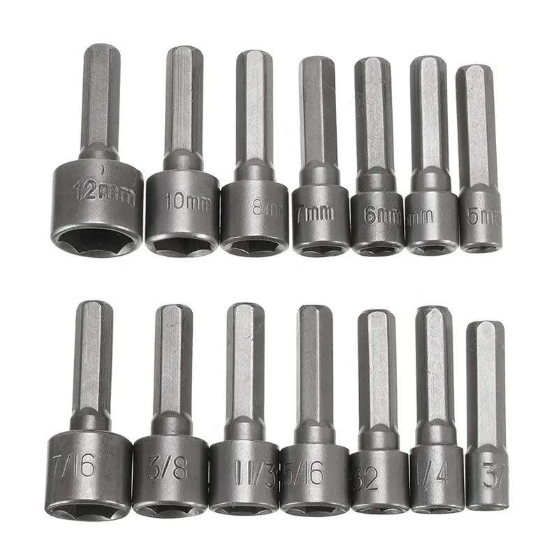 Huaju Industrial 14 Pcs Non Magnetic Metric Power Nut Driver Set Hexagon Handle Socket Wrench