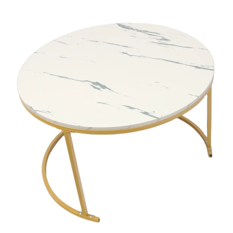 European Modern Design Gold Round Black Marble Coffee Table Lift Feature Stainless Steel Legs Wholesale Living Room Furniture