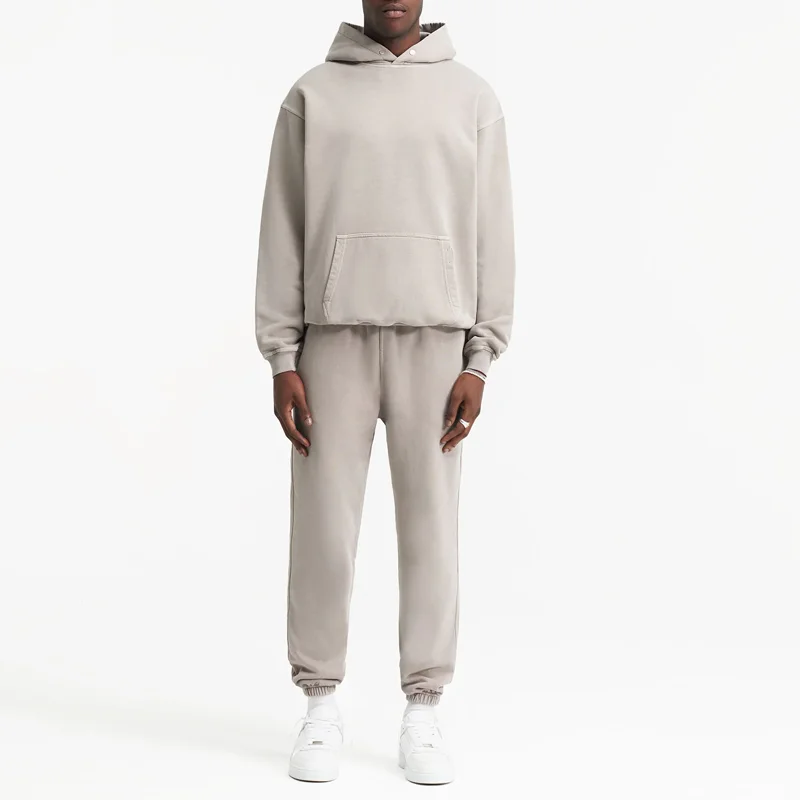 High Quality Distressed  French Terry Tracksuits For Men Puff  Printing  Streetwear Cotton Customized Sweatpants And Hoodie Sets