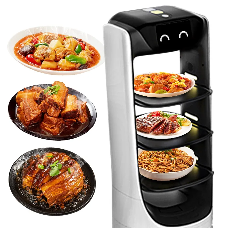 ELUEYES Safe And Stable Food Delivery Server Robot Self Driving Serve Food For Restaurant Hotel Hospital Cafe Office Building