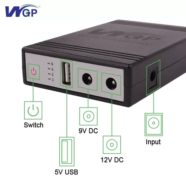WGP UPS 5V 9V 12V USB DC Backup Battery Supply Power Bank mini UPS for Wifi Router Modem Camera with 1 2 3 4 5 6 10 Hours