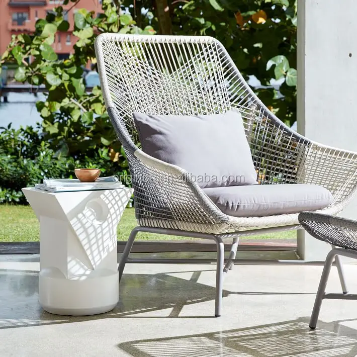 Contemporary home swimming pool leisure sofa furniture rope outdoor  lounge chair ottoman
