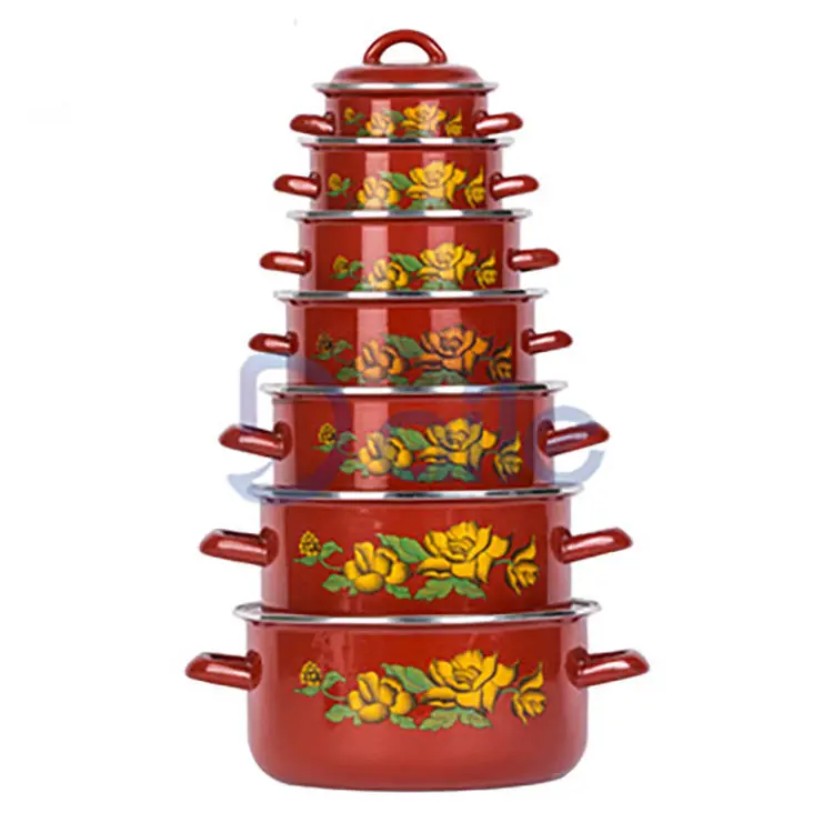Home kitchen cookware 7 piece enamel decals cooking enamel casseroles sets