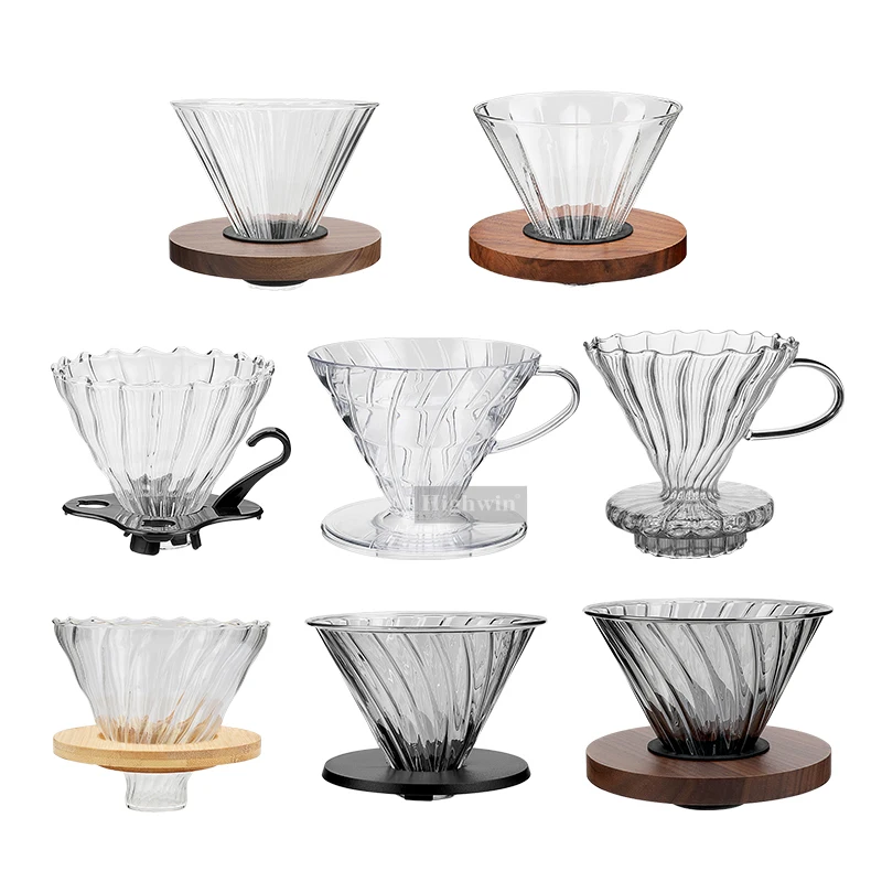 HIGHWIN Pour Over Coffee Dripper Coffee Brewing Filter Cup Glass Coffee Maker