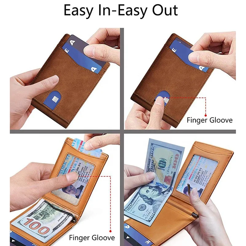 Boshiho пользовательские горячие продажи Amazon Блокировка карманные кошельки RFID двойного сложения искусственная кожа деньги минималистский Тонкий держатель для карт кошелек