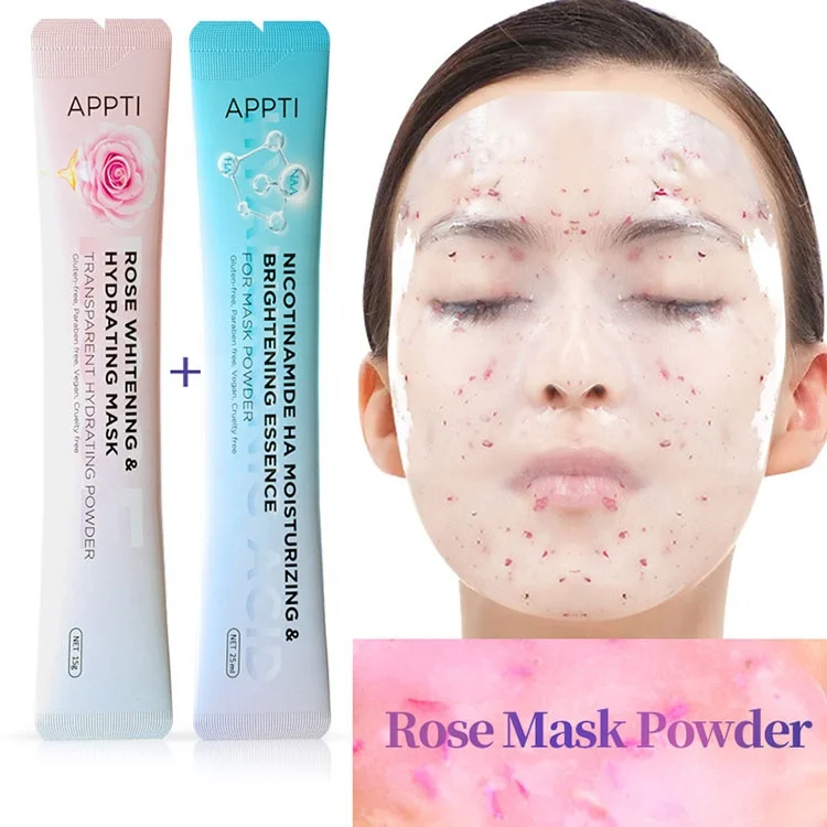 Private label 15g Hyaluronic acid rose 24K gold  HEMP soft facial powder Moisturizing peel off hydro jelly facial mask