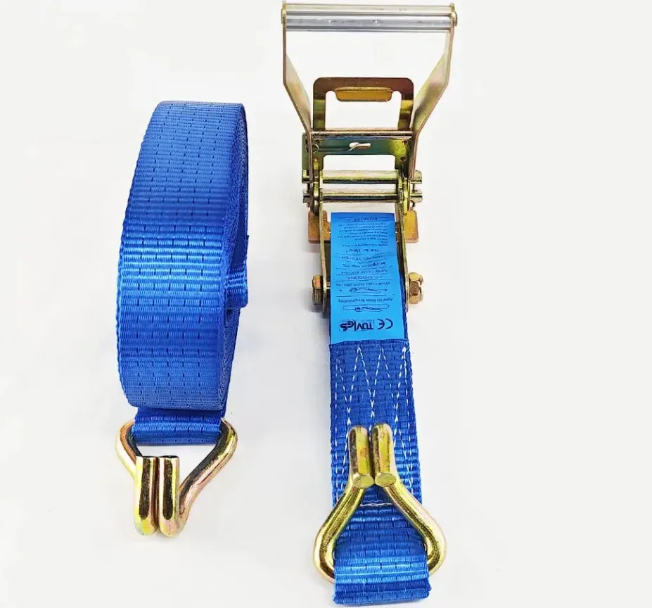 Wholesale 50 mm Polyester Ratchet Tie Down Straps with Double J Hook Webbing Belts for Straps Truck Loading Belt