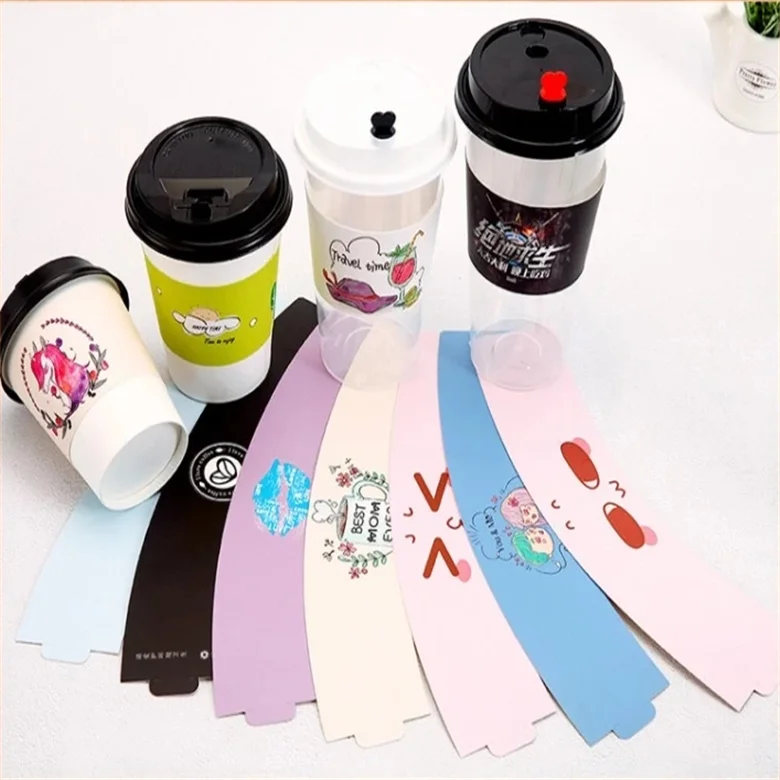 Custom printed kpop cup sleeves reflective  cup holder glitter  hot paper kpop cup sleeve