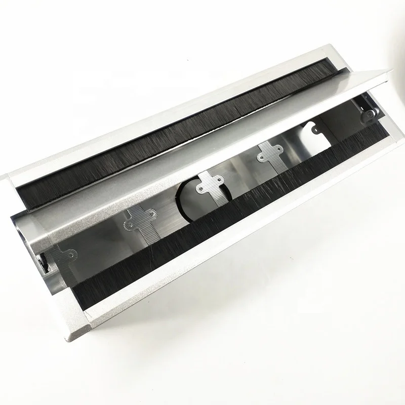 Double Open Office Desk Wire Cable Furniture Power Grommet Box Aluminum Alloy with Wall Socket Hole / Office