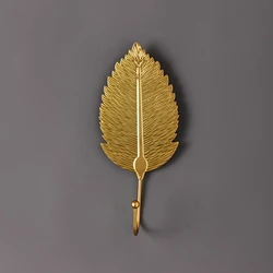 Golden Home Decor Metal Leaf Shape Kitchen Hook Door Wall Wardrobe Clothes Bag Key Scarf Hanger Decoration Multi-Purpose Hooks
