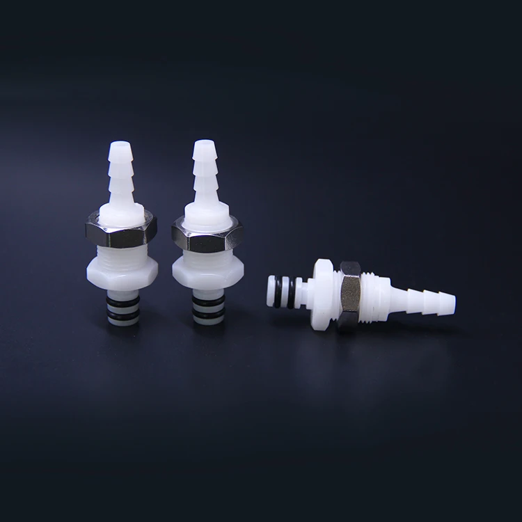 POM EPDM plastic male quick disconnect  coupling  insert panel mounting  connection straight through without valve inside