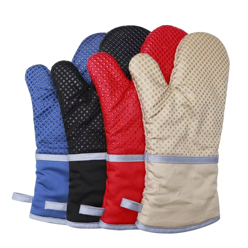 Wholesale Thicken Oven Microwave Silicone Heat Insulation Mitt Cleaning Kitchen Household Gloves With Extended Cuffs