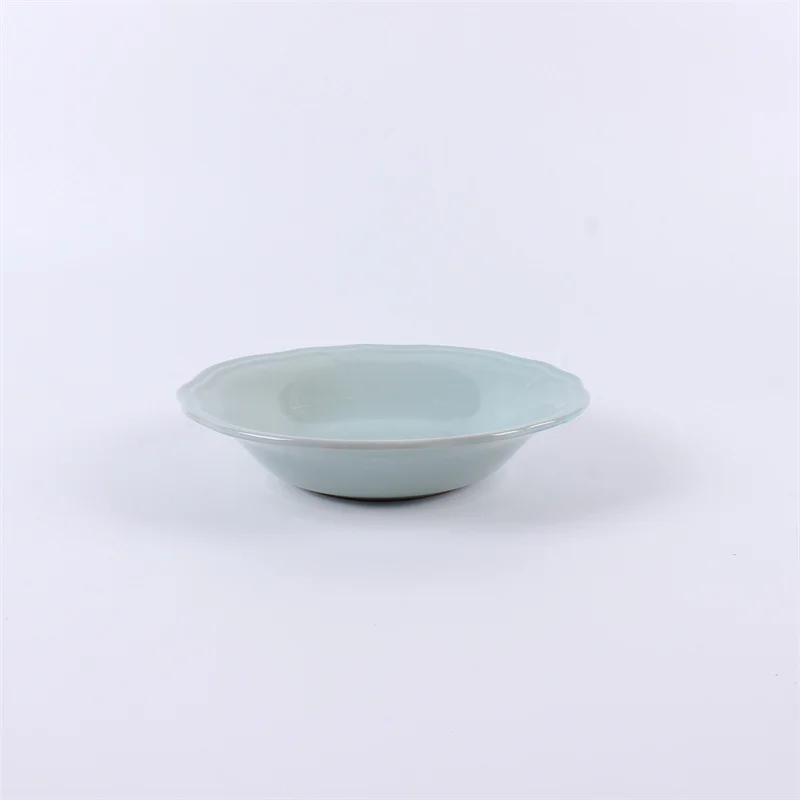 Scalloped nordic stoneware dinnerware bowl set color glazed dinner set