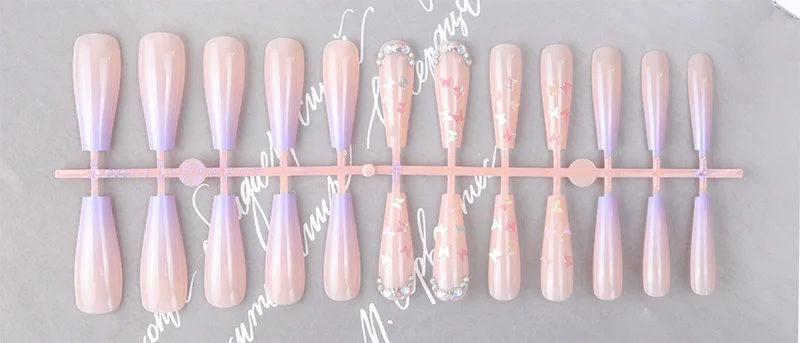 Aokitec French Tip Clear Bling Luxury Box Of Long Press On Nails Colorful Set Vendor 2021