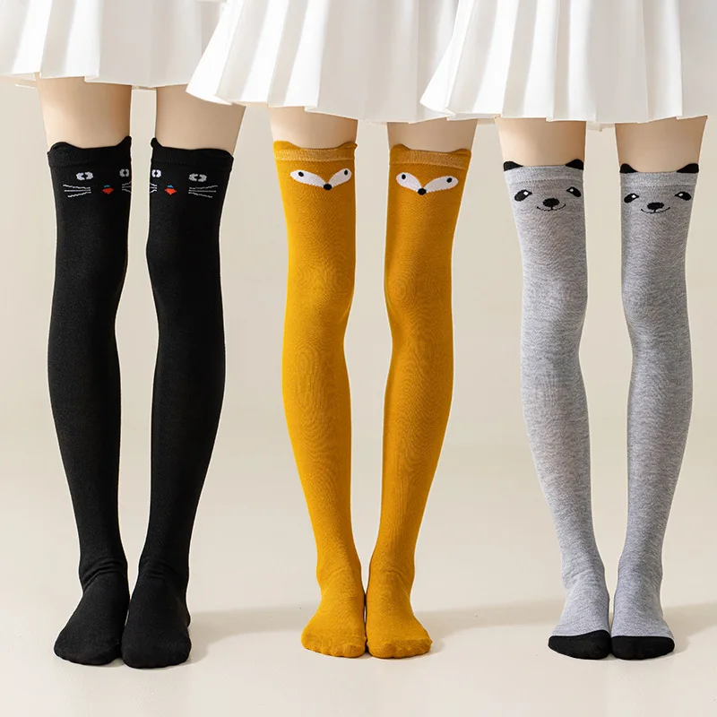 Women pure cotton cute Lolita cosplay warmer striped patterned colorful gift stocking over knee high thigh socks