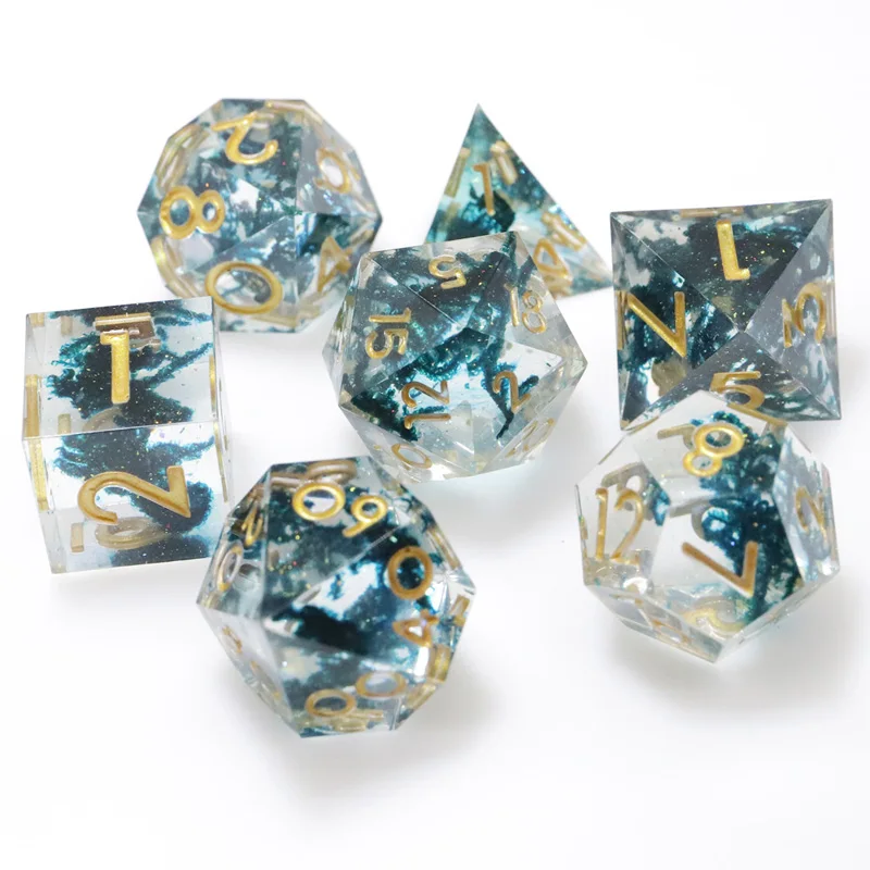 Best Selling Transparent Resin Dice Gold Foil Resin Peony Powder Dice