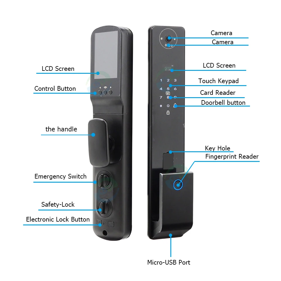 Video Intercom Tuya Smart 3D Face Recognition Smart Lock with Camera Smart Code Digital Fingerprint Automatic Door Lock