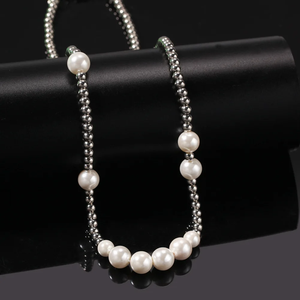 Beads Pearl Fashion Jewelry Necklaces Mixed Mama Personalized Initial 316L Stainless Steel Hip Hop Men Silver Trendy XP Chains