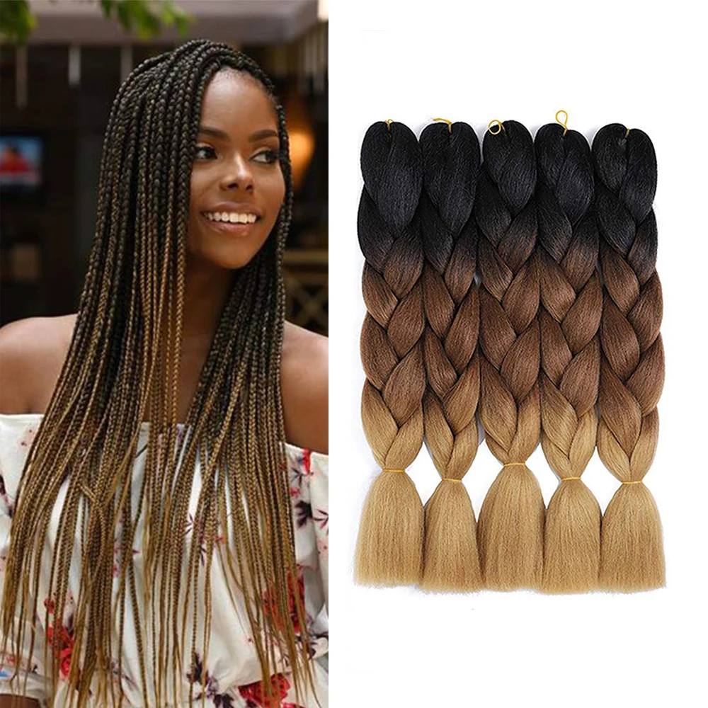 Jumbo Braids Hair Extension Pure Ombre Color 24inch 100g/pc For Twist Box Braiding Hair