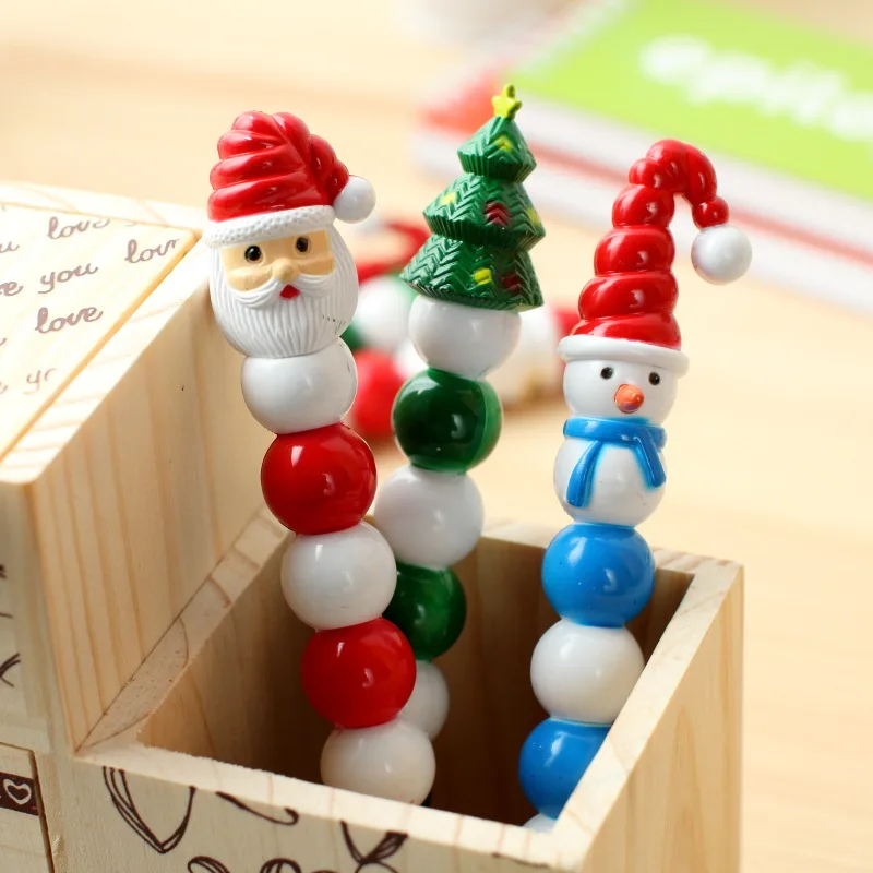 Custom cute santa snowman tree christmas stationery gift pen sarasa ball pen for children kids