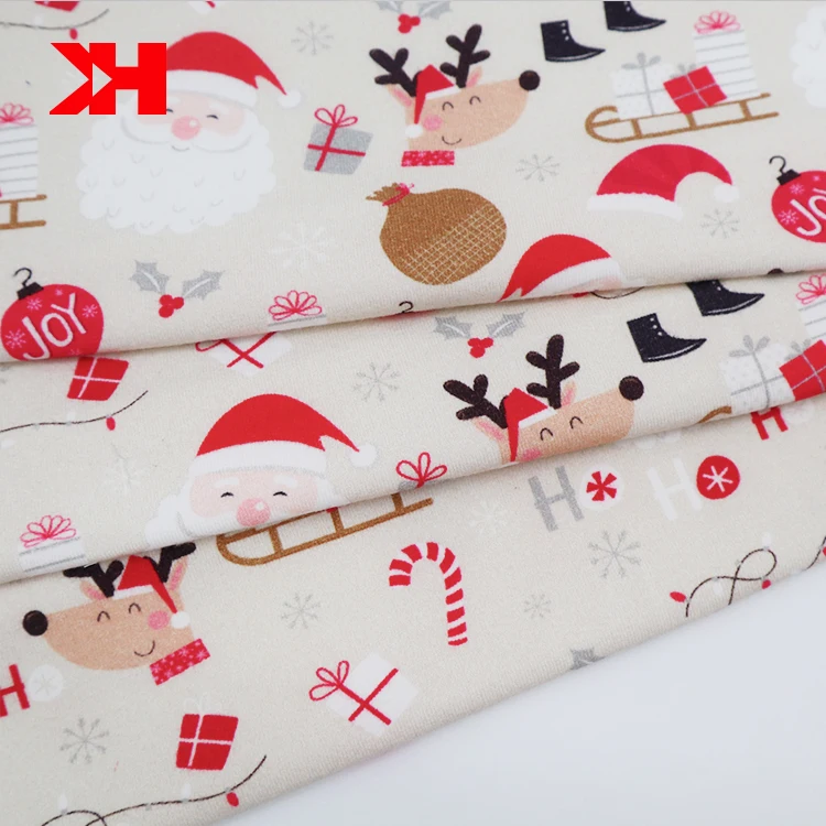 Kahn christmas decoration textile supplies 220gsm hot selling custom cotton material lycra printed  fabric