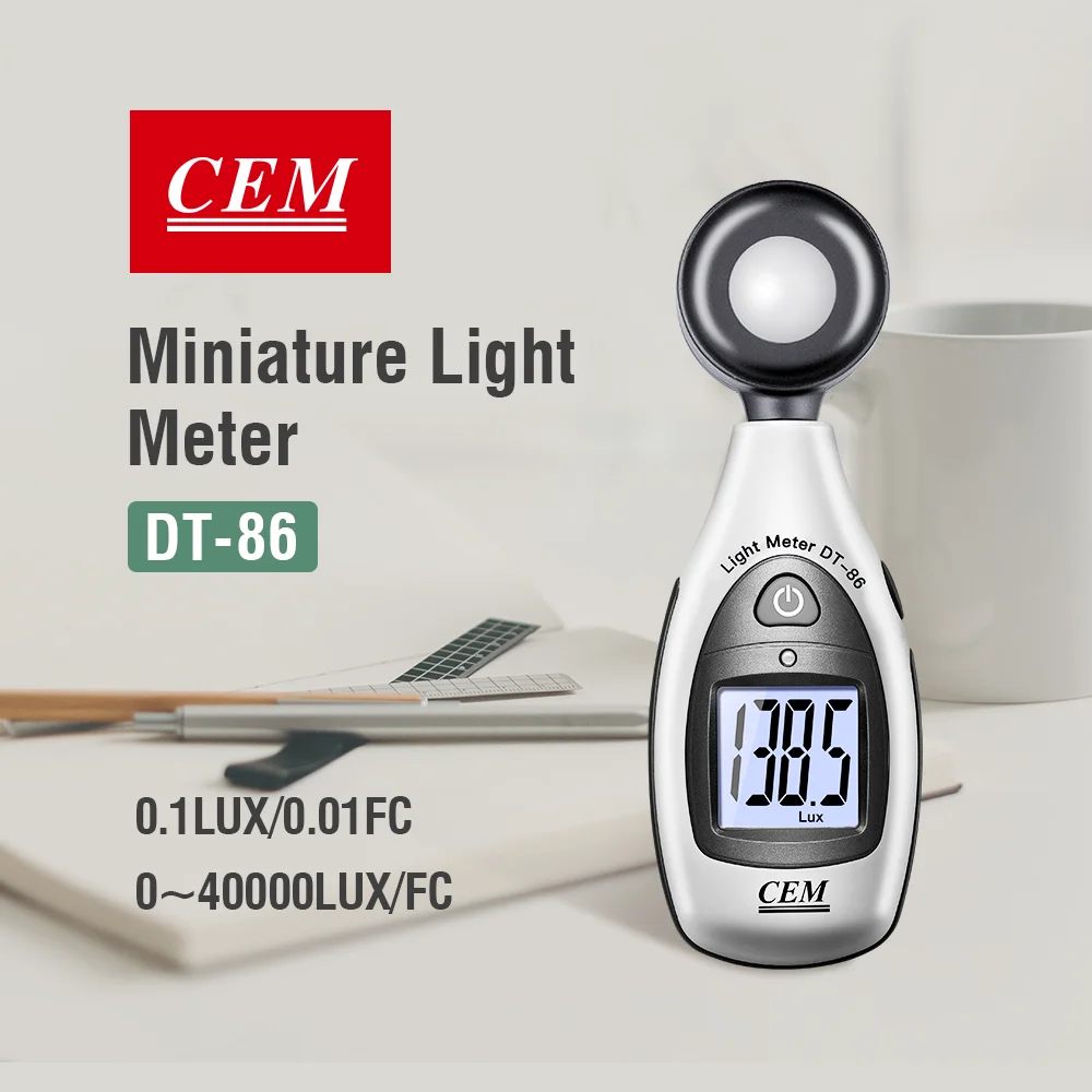 
CEM DT-86 Factory Price Lux Meter Light Sensor Data Hold Light Meter 