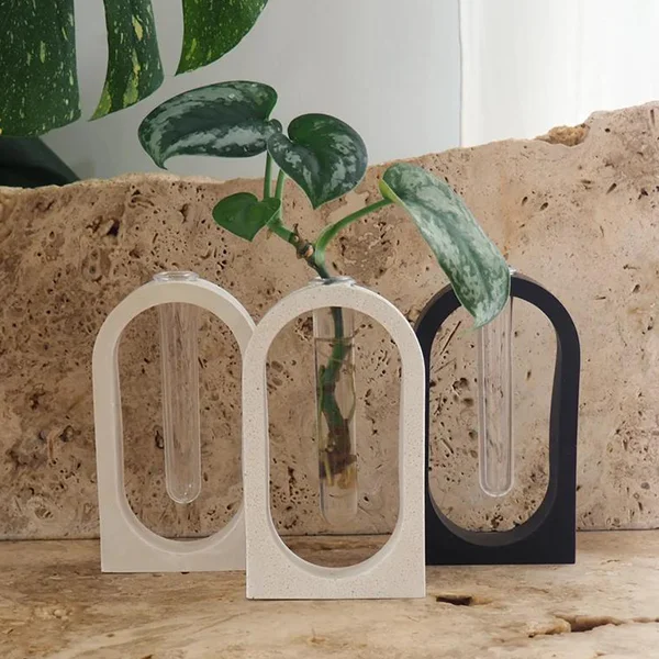 Custom nordic style resin flower bud vase test tube vase bud plant pots glass test tube white vase for home decoration