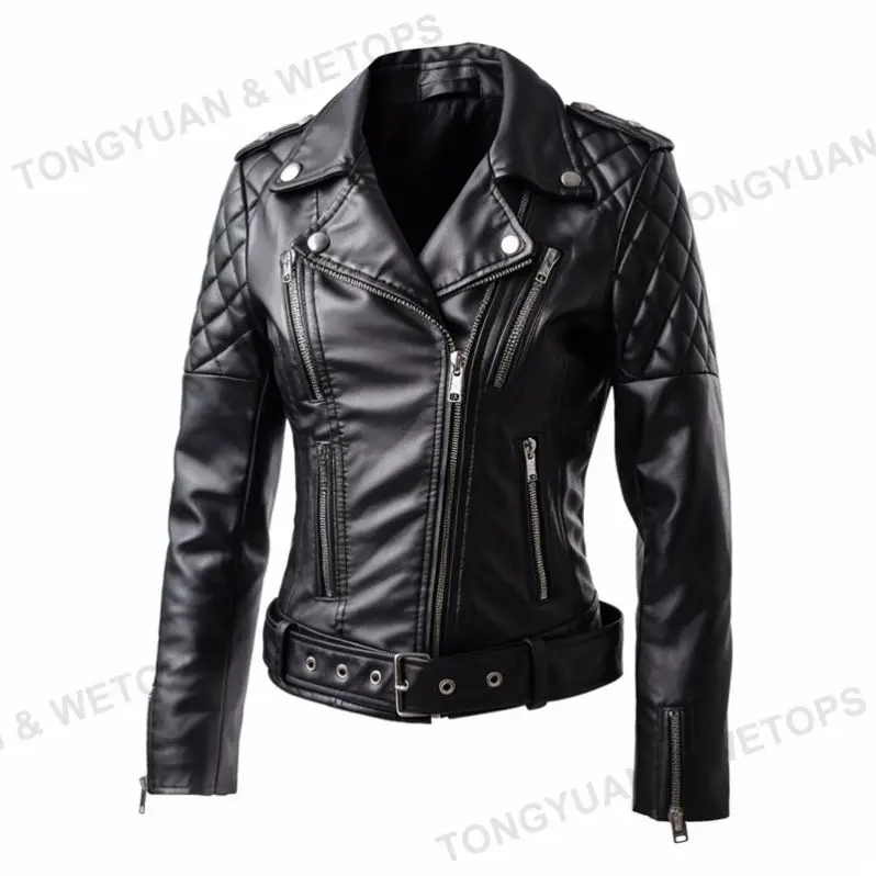 Women Plus Size Leather Jackets Ladies Veste En Cuir Motorcycle Winter Black Pure Pu Faux Leather Jacket Female Street Style
