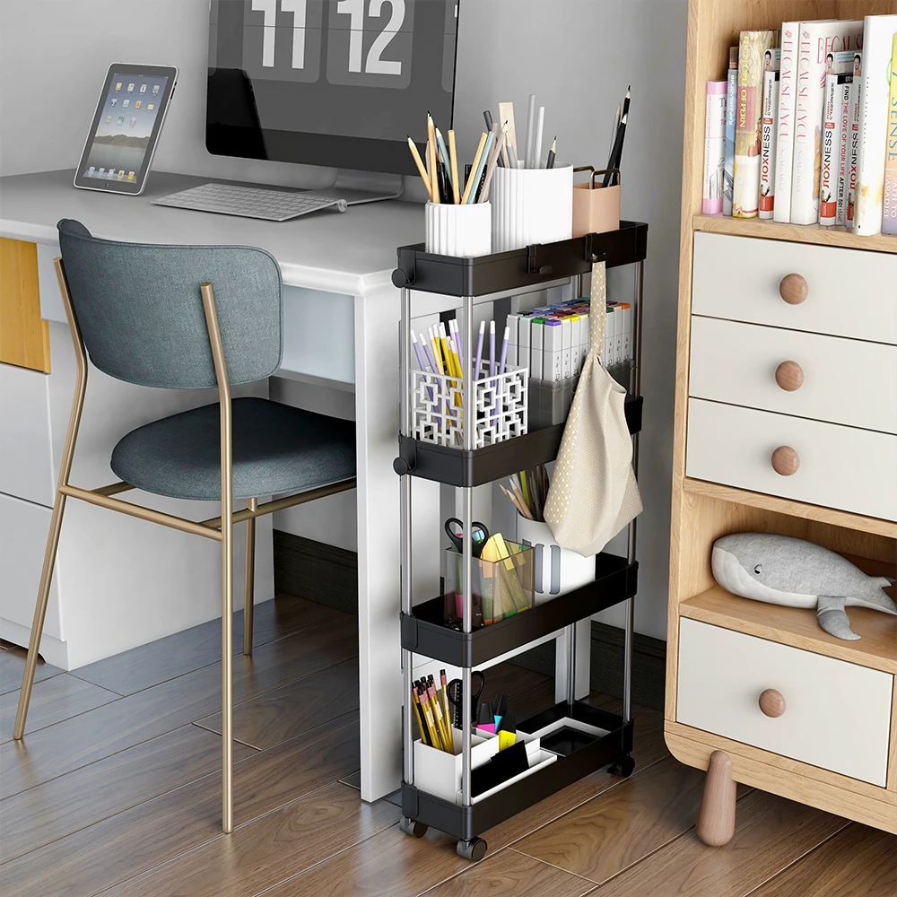 Foldable Steel Trolley Cart Kitchen Storage Dish Rack Modern Kitchen Trolley