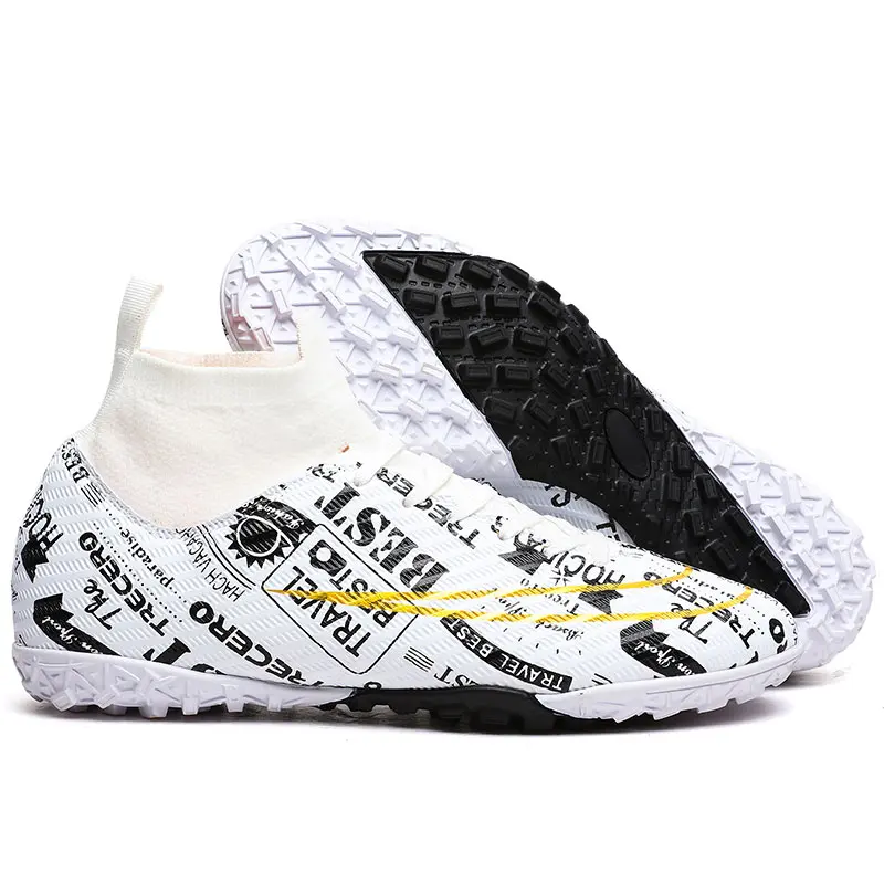 new style big size 35-47 High top long spikes football shoes men soccer boots