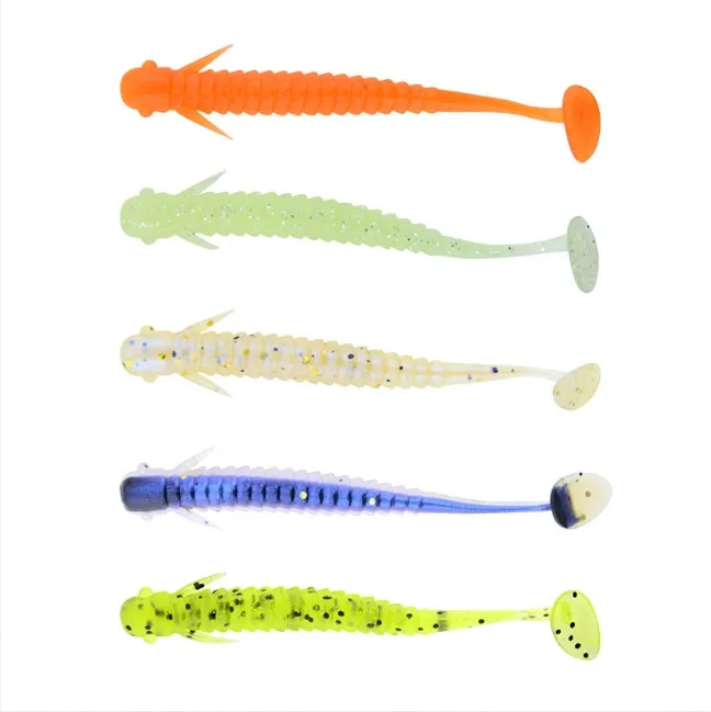 6Pcs/bag T-tail Fly Fish Soft Lure 5cm/1g & 7.5cm/2g Freshwater Slipper Bass Mandarin Fish Bionic Fishbait