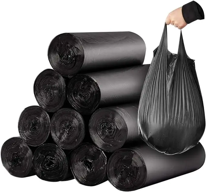 Disposable Kitchen Living Office Hotel Hospital Roll Large Capacity Degradable Black PE Odor-proof Rollable Storage Garbage Bag