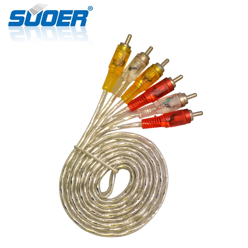 Sunchonglic Wholesale Male to Male AV Cable 3 RCA to 3 RCA Cable 1.5m Audio Cable