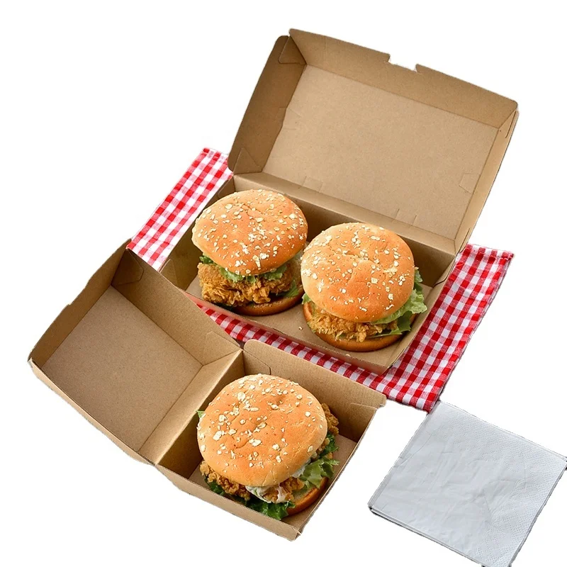 Sunkea Wholesale eco-friendly Kraft Paper cardboard burger box custom