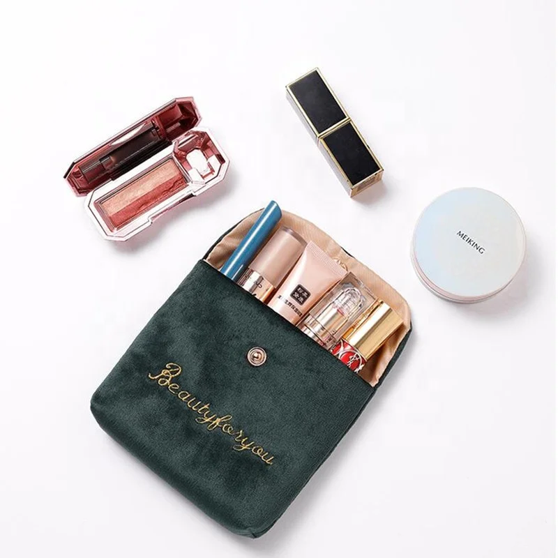 Women velvet soft small cosmetic bag portable girl lipstick bag sanitary pads organizer pouch travel makeup bags mini beauty cas