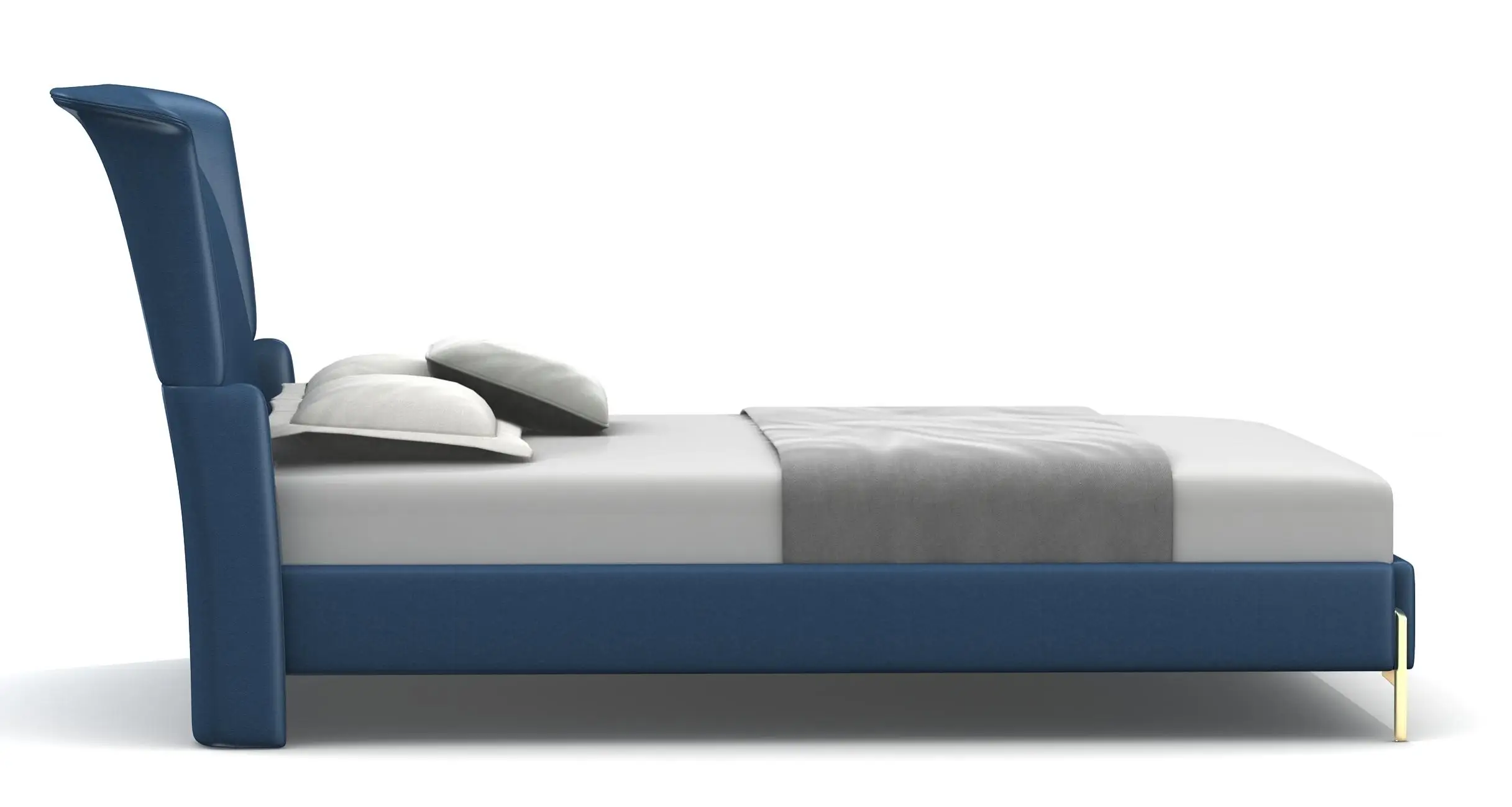 Big Headboard Modern Double Bed Genuine Leather Beds Frame Modern Italian Leather Luxury Double King Size Bed
