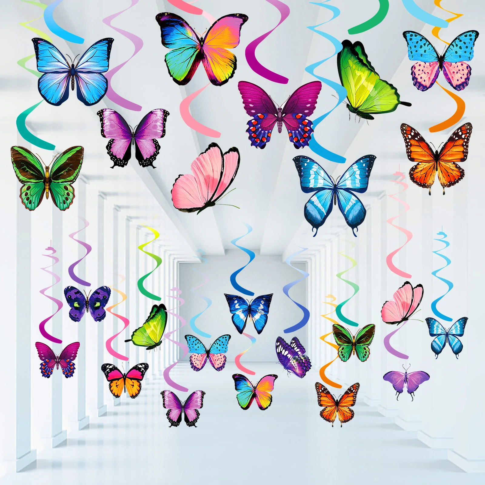 Baby Shower Party Ceiling Hanging Swirl Decorations 30 Pcs Butterfly Party Supplies Butterfly Hanging Swirl Decorations